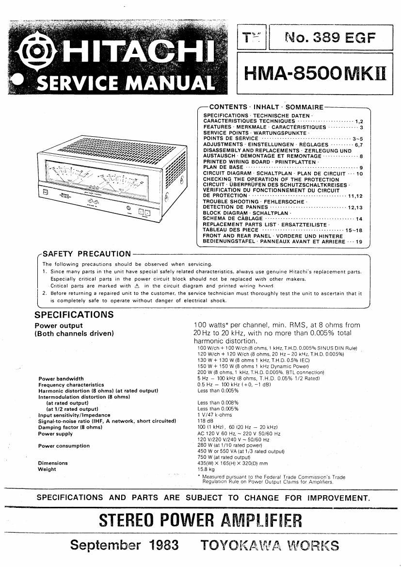 Hitachi HMA 8500 Mk2 Service Manual