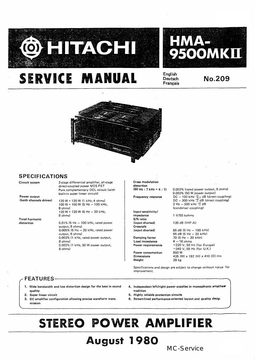 Hitachi HMA 9500 Mk2 Service Manual
