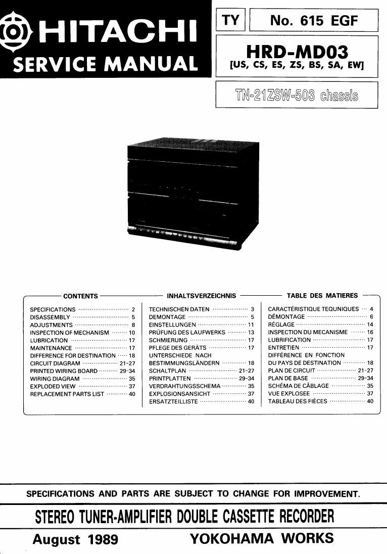 Hitachi HRDMD 03 Service Manual