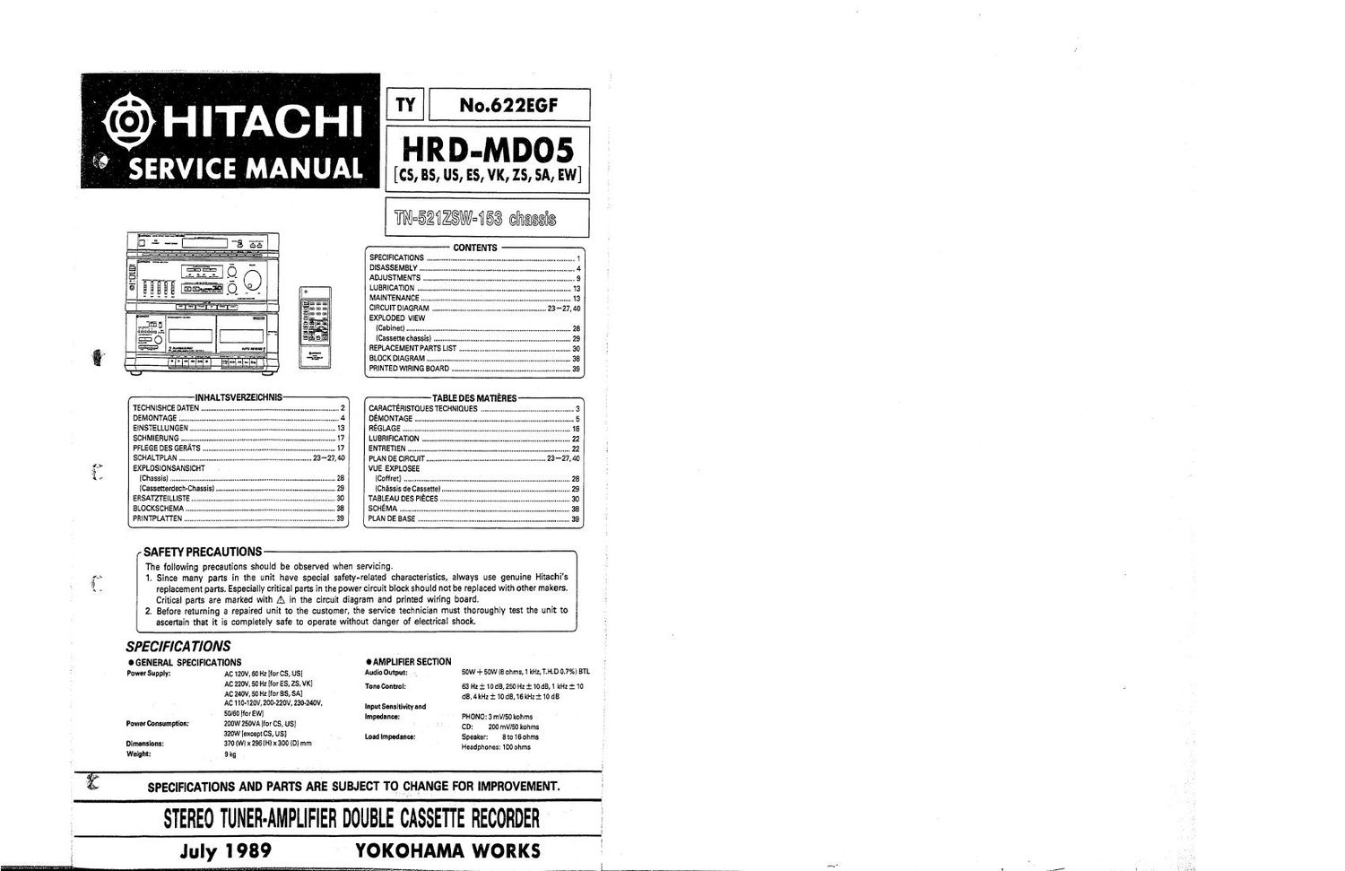 Hitachi HRDMD 05 Service Manual