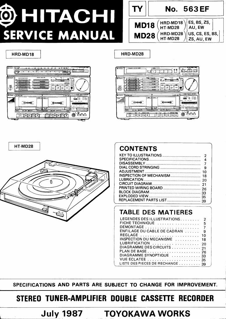 Hitachi HRDMD 18 Service Manual