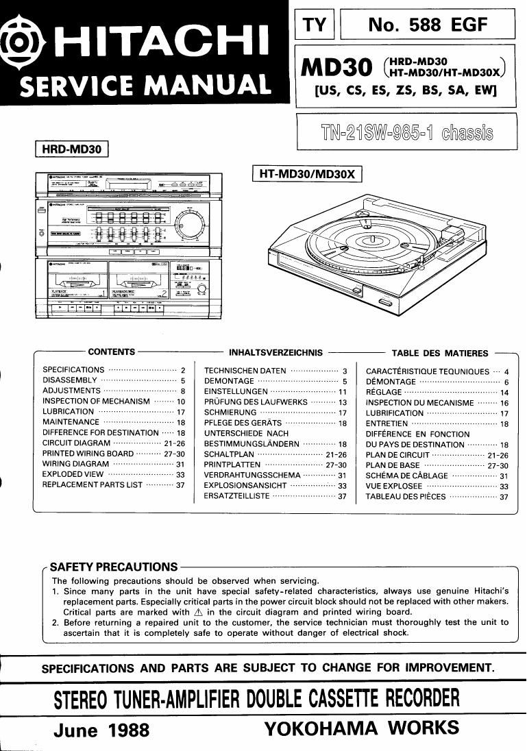 Hitachi HRDMD 30 Service Manual