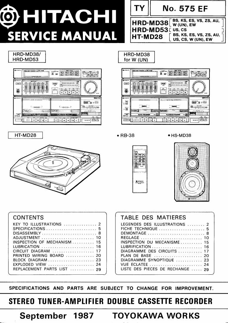 Hitachi HRDMD 38 Service Manual