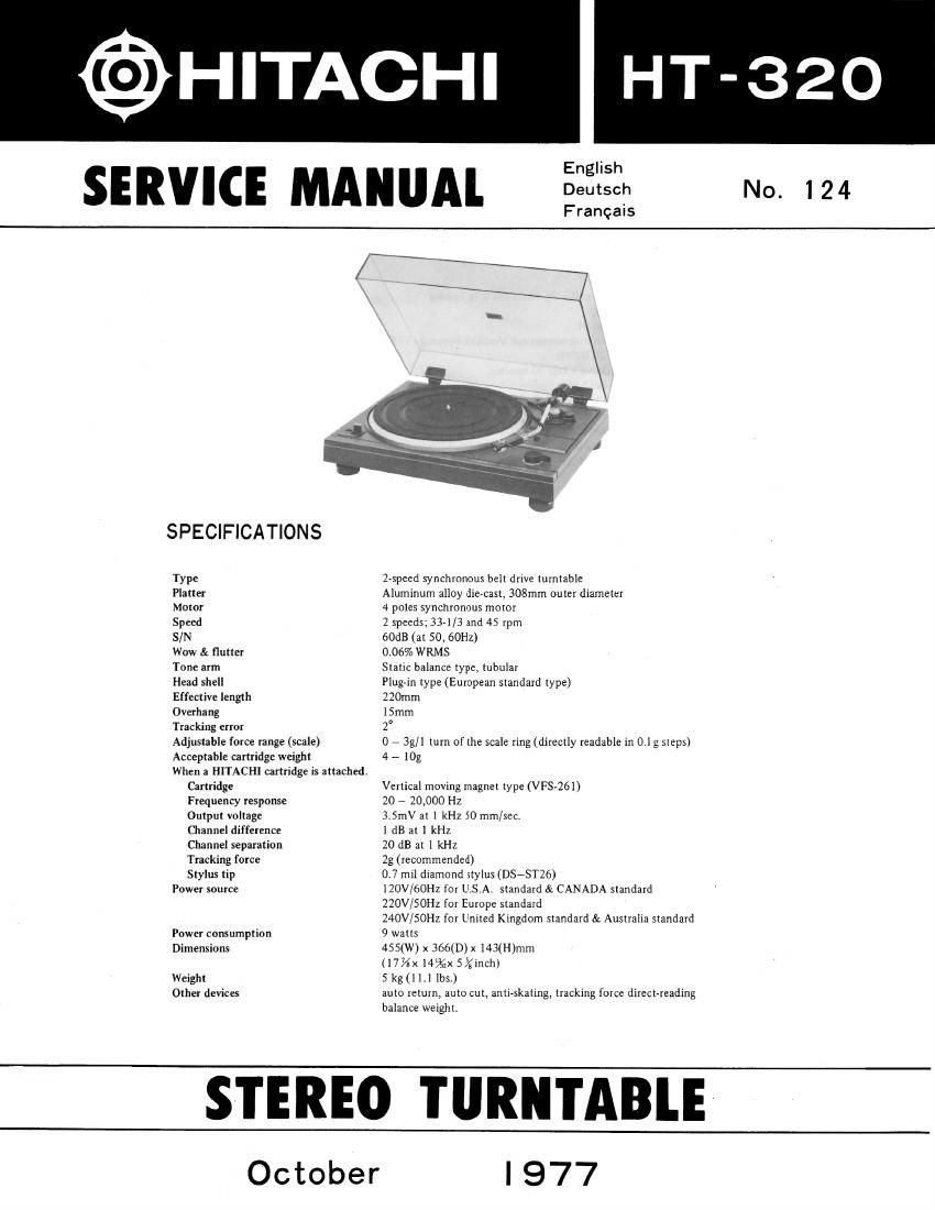 Hitachi HT 320 Service Manual