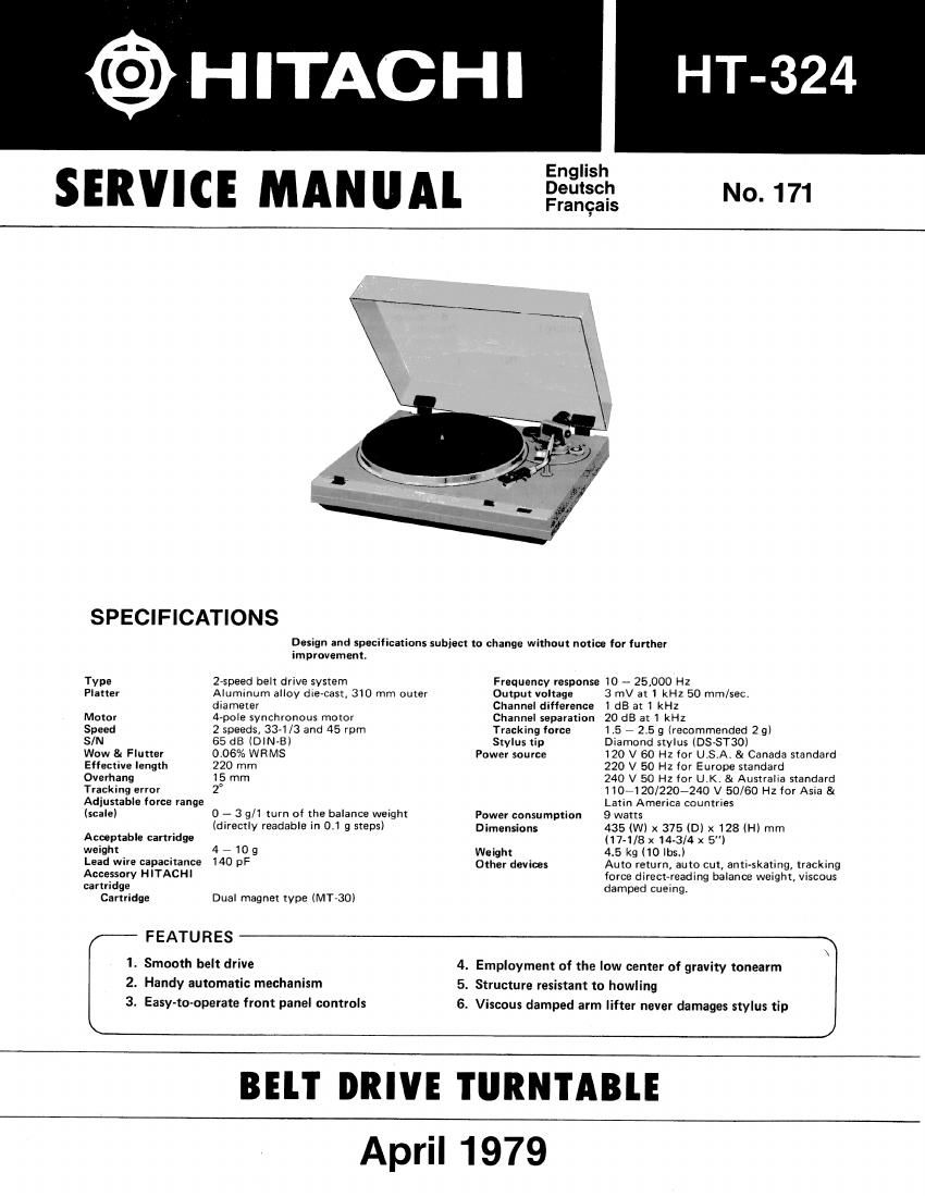Hitachi HT 324 Service Manual