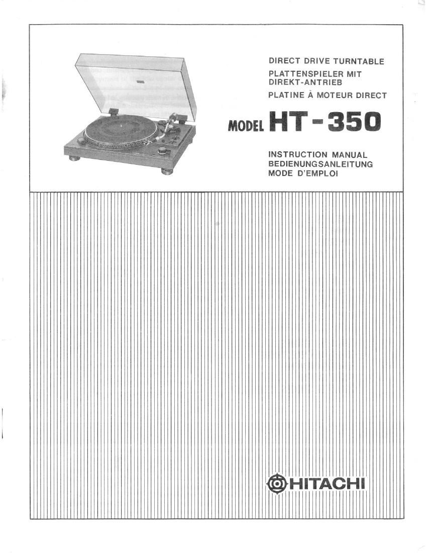 Hitachi HT 350 Owners Manual