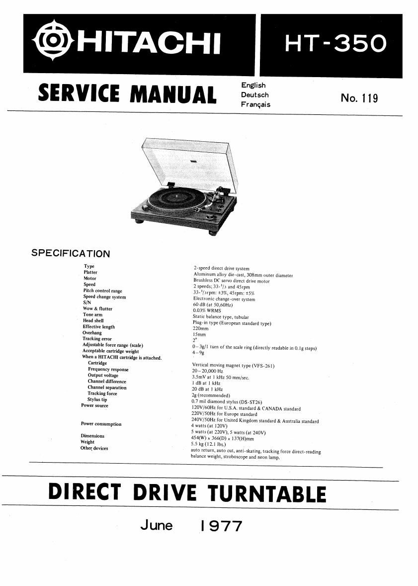 Hitachi HT 350 Service Manual