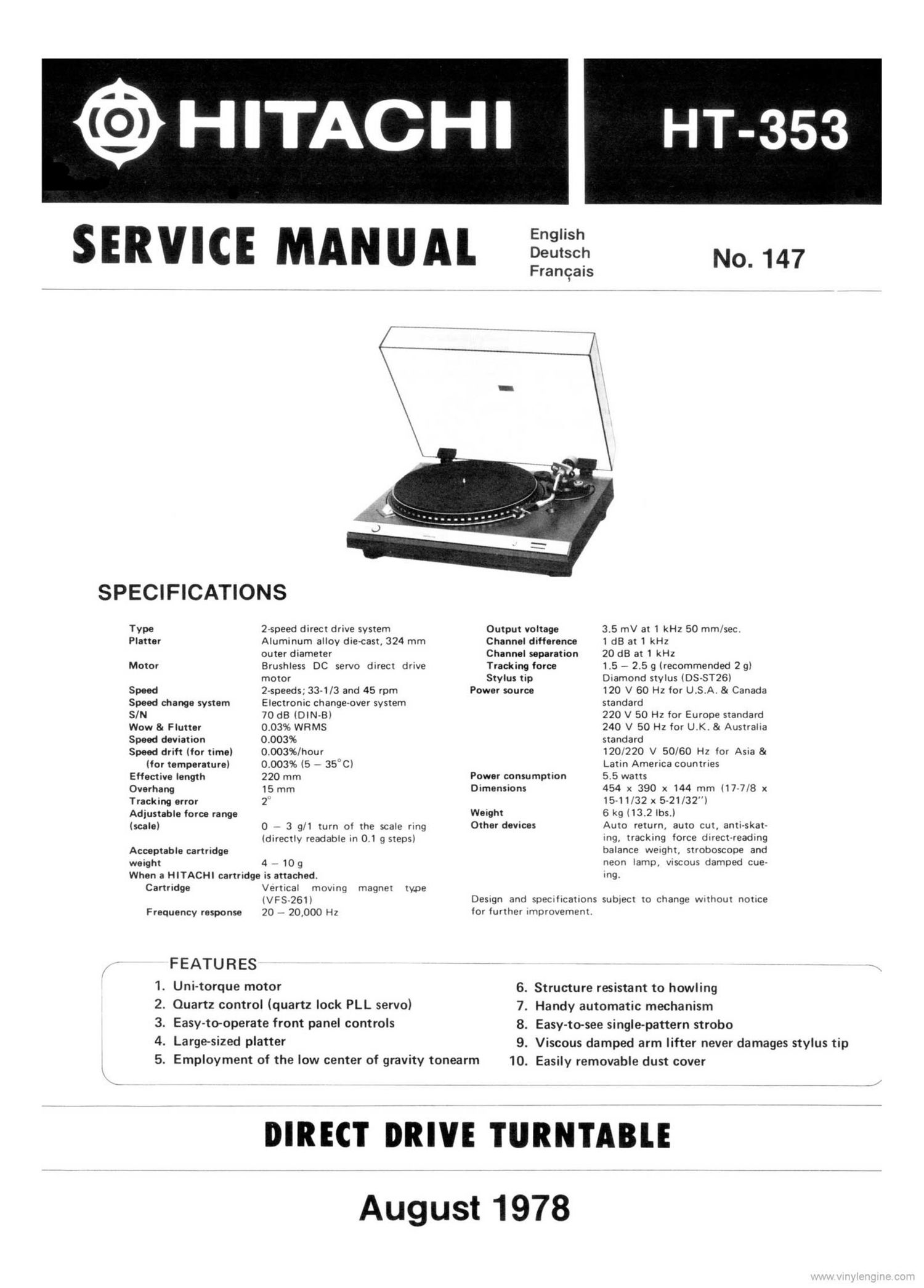 Hitachi HT 353 Service Manual