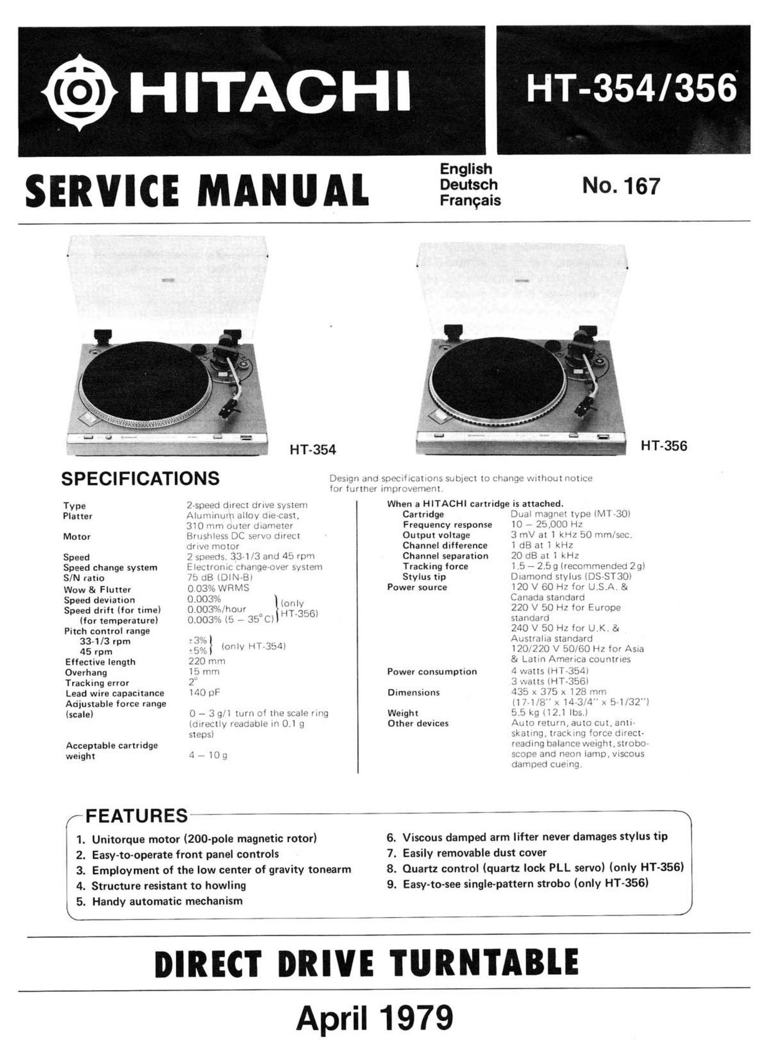 Hitachi HT 356 Service Manual
