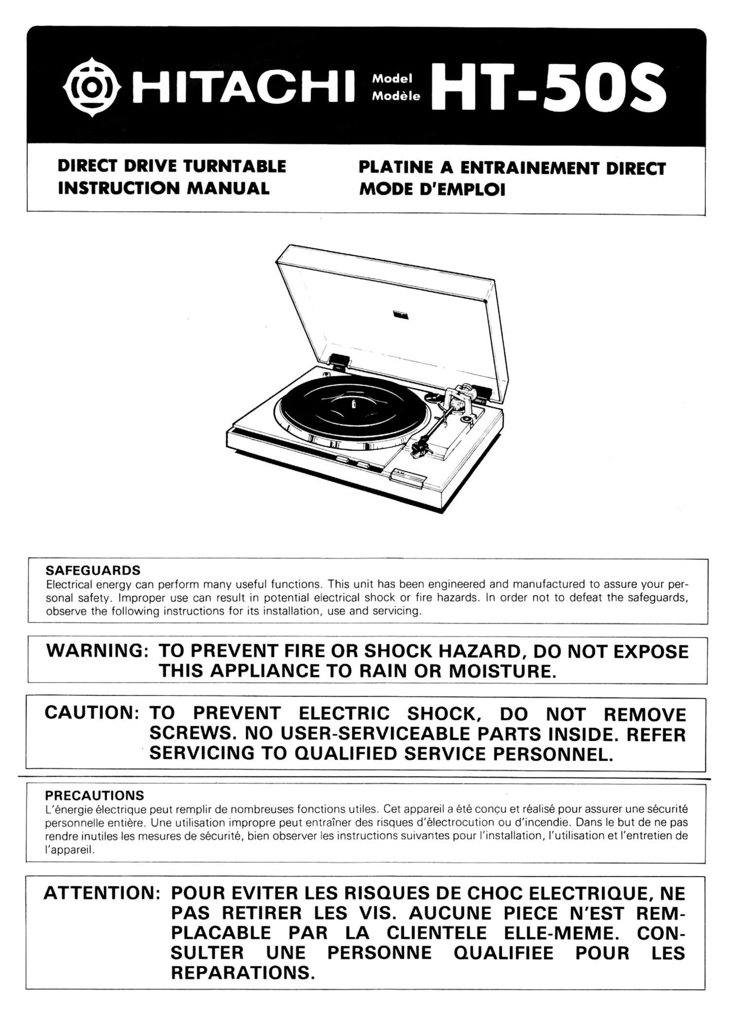 Hitachi HT 50 S Owners Manual