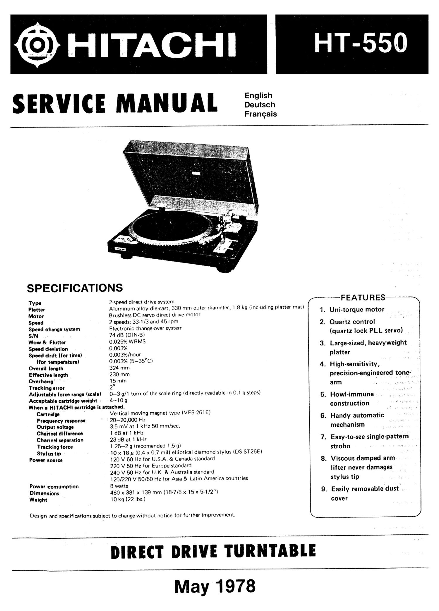 Hitachi HT 550 Service Manual