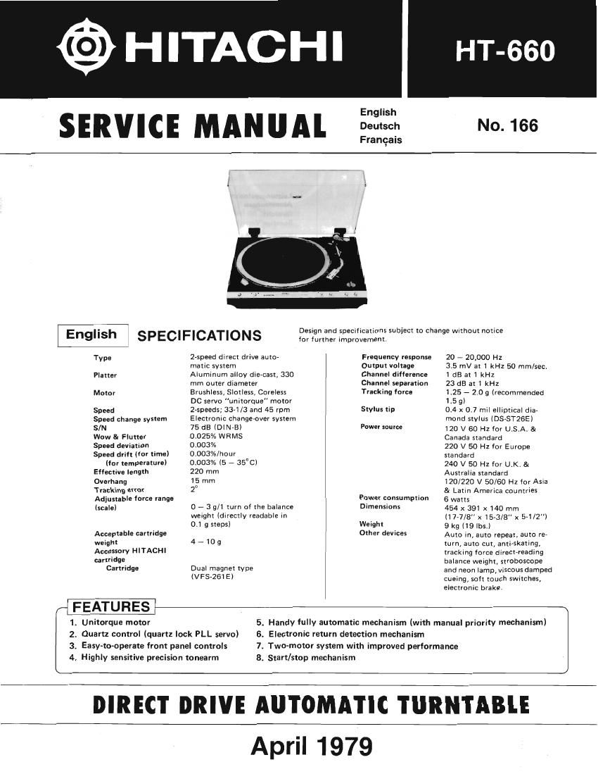 Hitachi HT 660 Service Manual