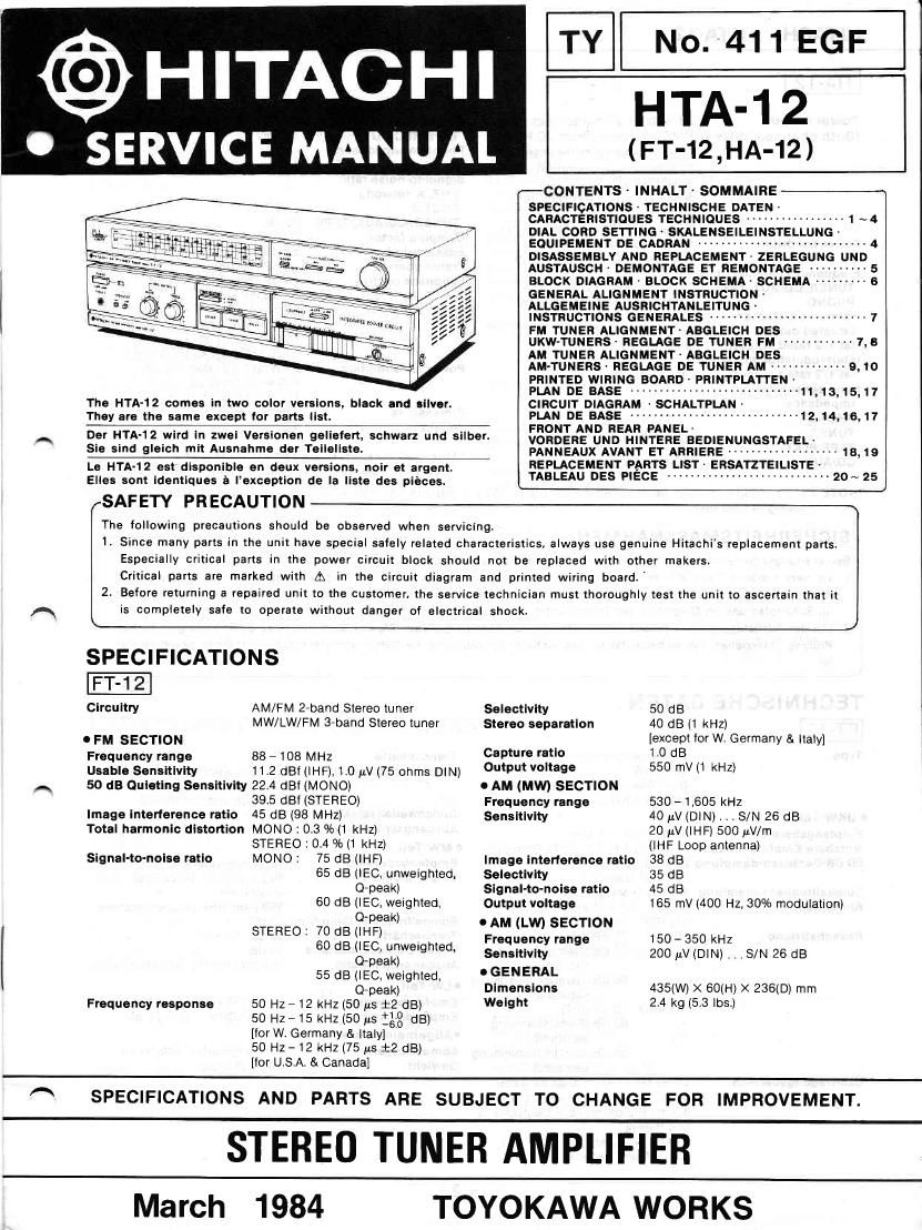 Hitachi HTA 12 Service Manual