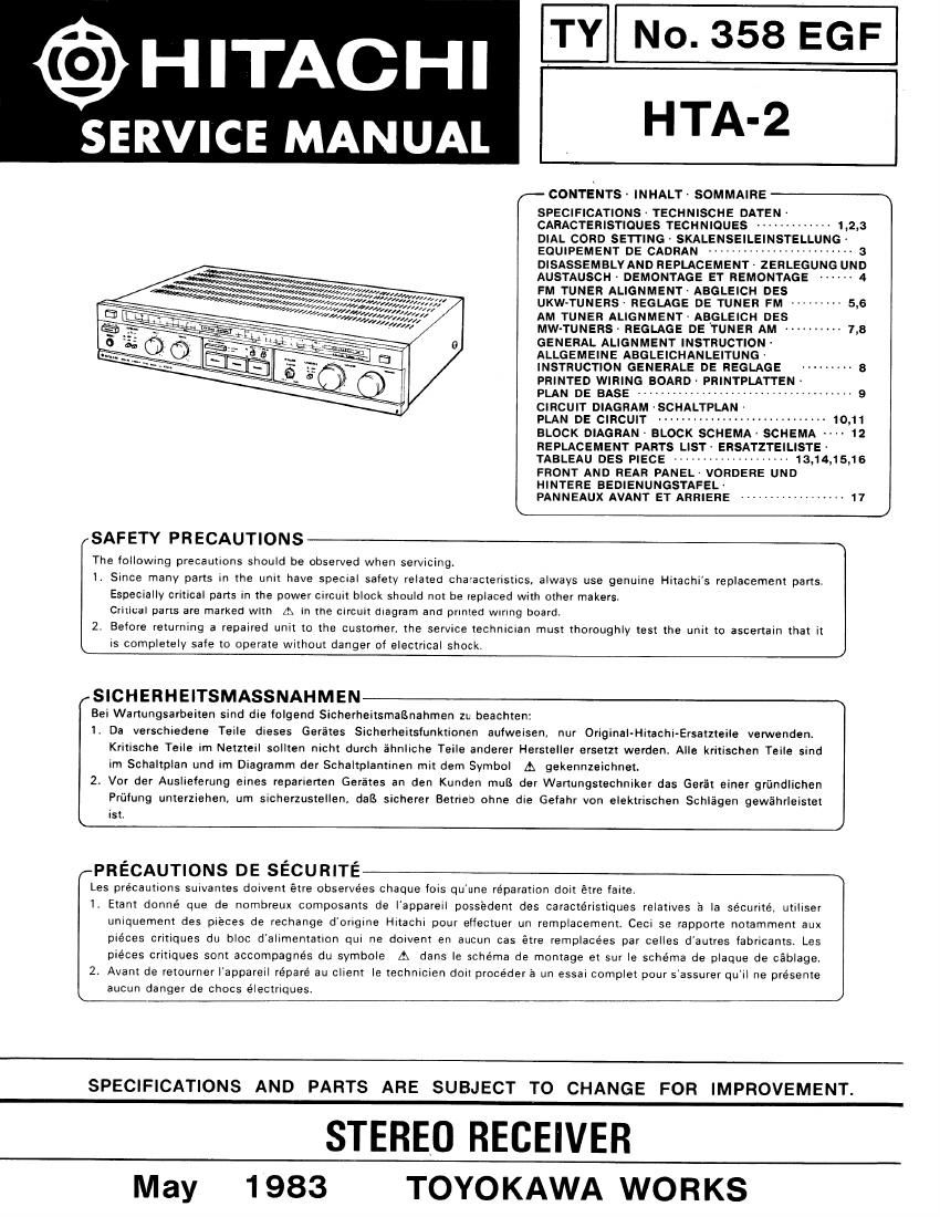 Hitachi HTA 2 Service Manual