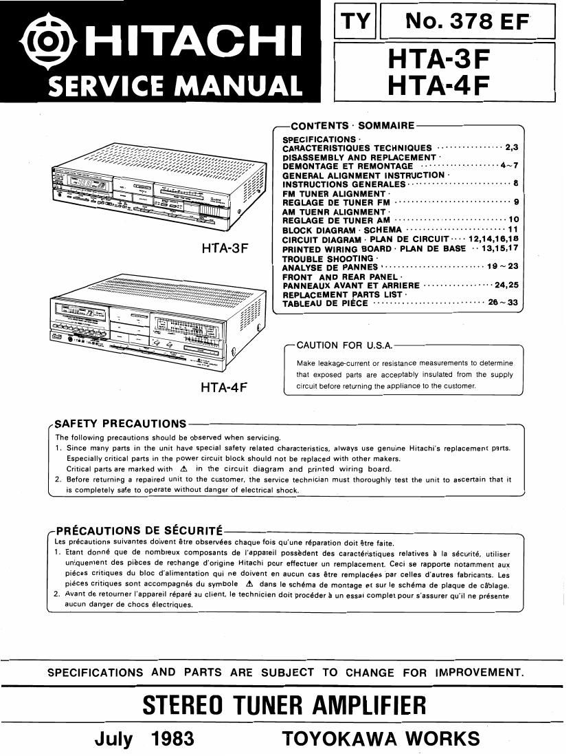 Hitachi HTA 3 F Service Manual