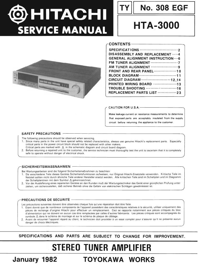 Hitachi HTA 3000 Service Manual