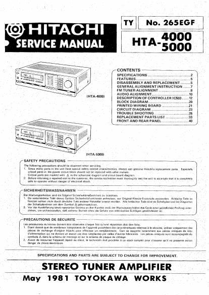 Hitachi HTA 5000 Service Manual