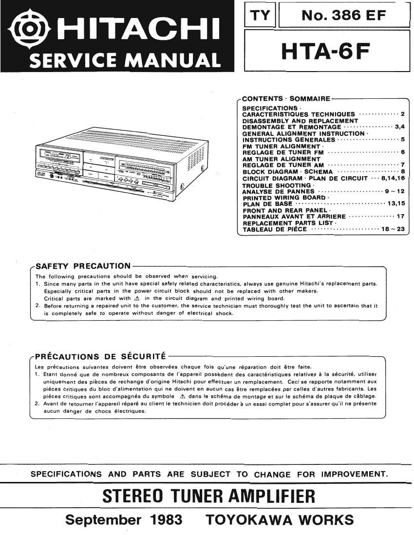 Hitachi HTA 6 F Service Manual