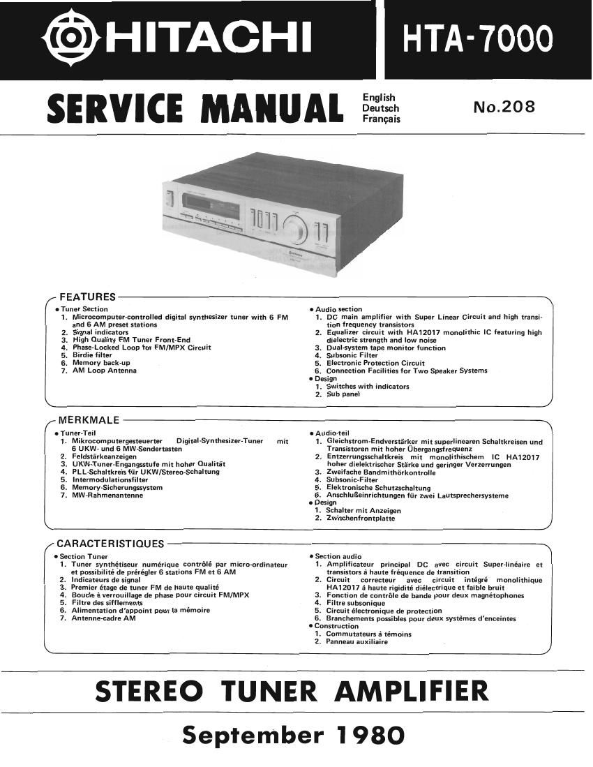 Hitachi HTA 7000 Service Manual