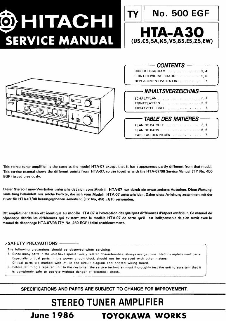 Hitachi HTAA 30 Service Manual