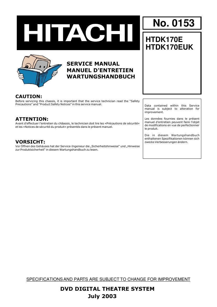 Hitachi HTDK 170 Service Manual