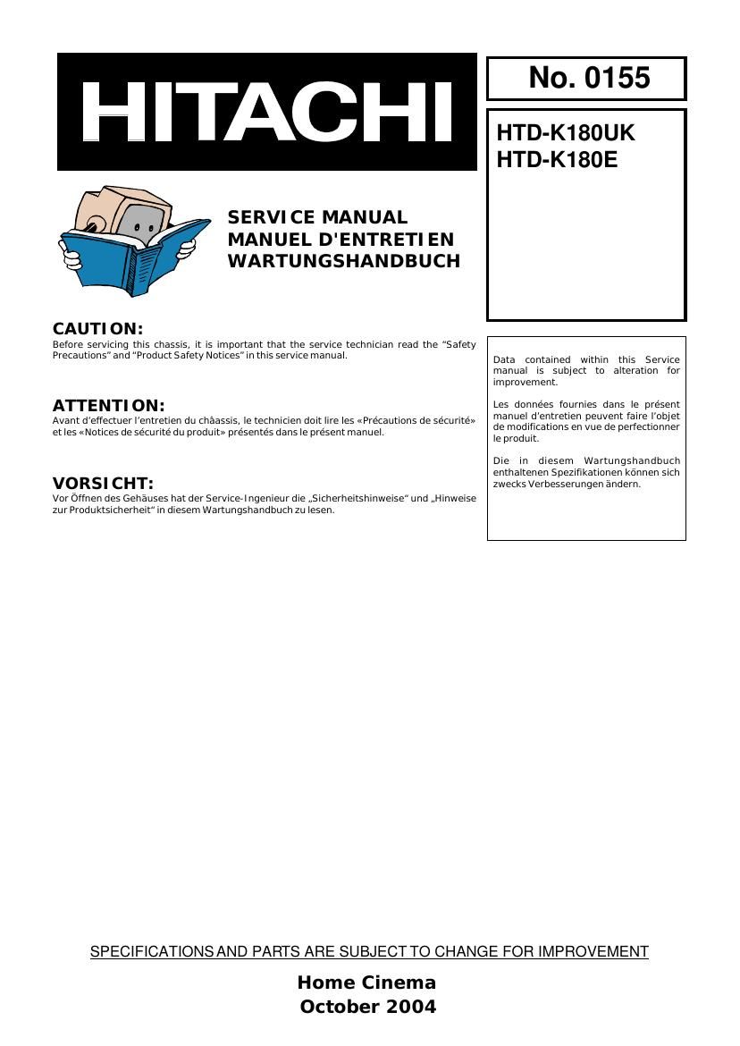 Hitachi HTDK 180 E Service Manual