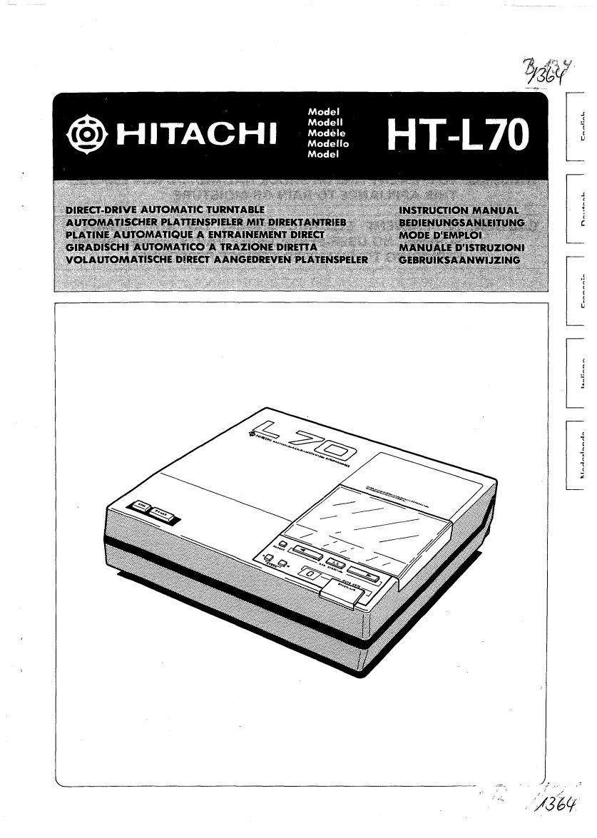 Hitachi HTL 70 Owners Manual