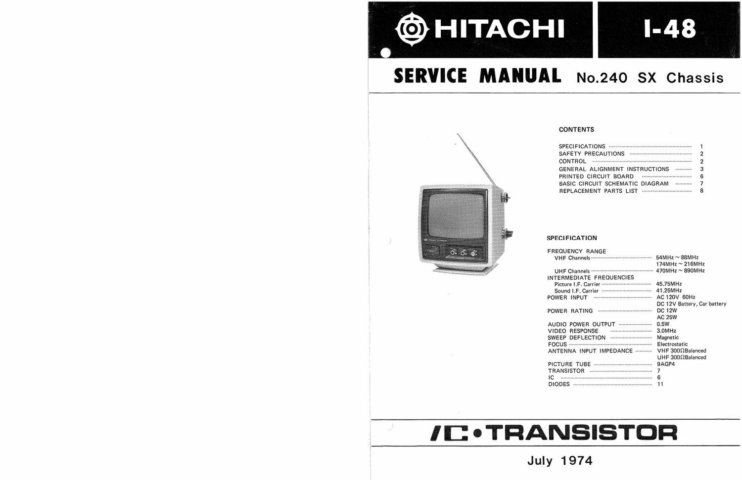 Hitachi I 48 Service Manual
