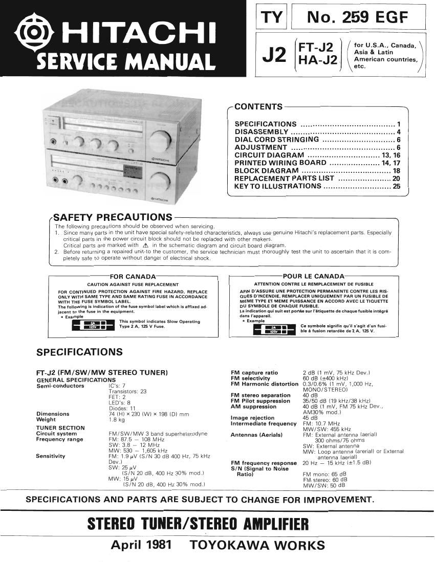 Hitachi J 2 Service Manual