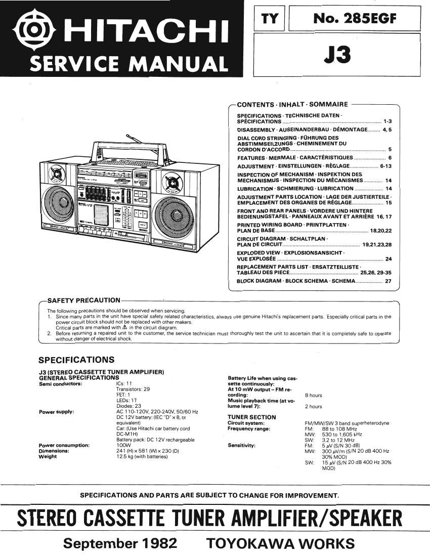 Hitachi J 3 Service Manual