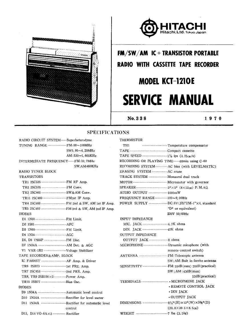 Hitachi KCT 1210 E Service Manual