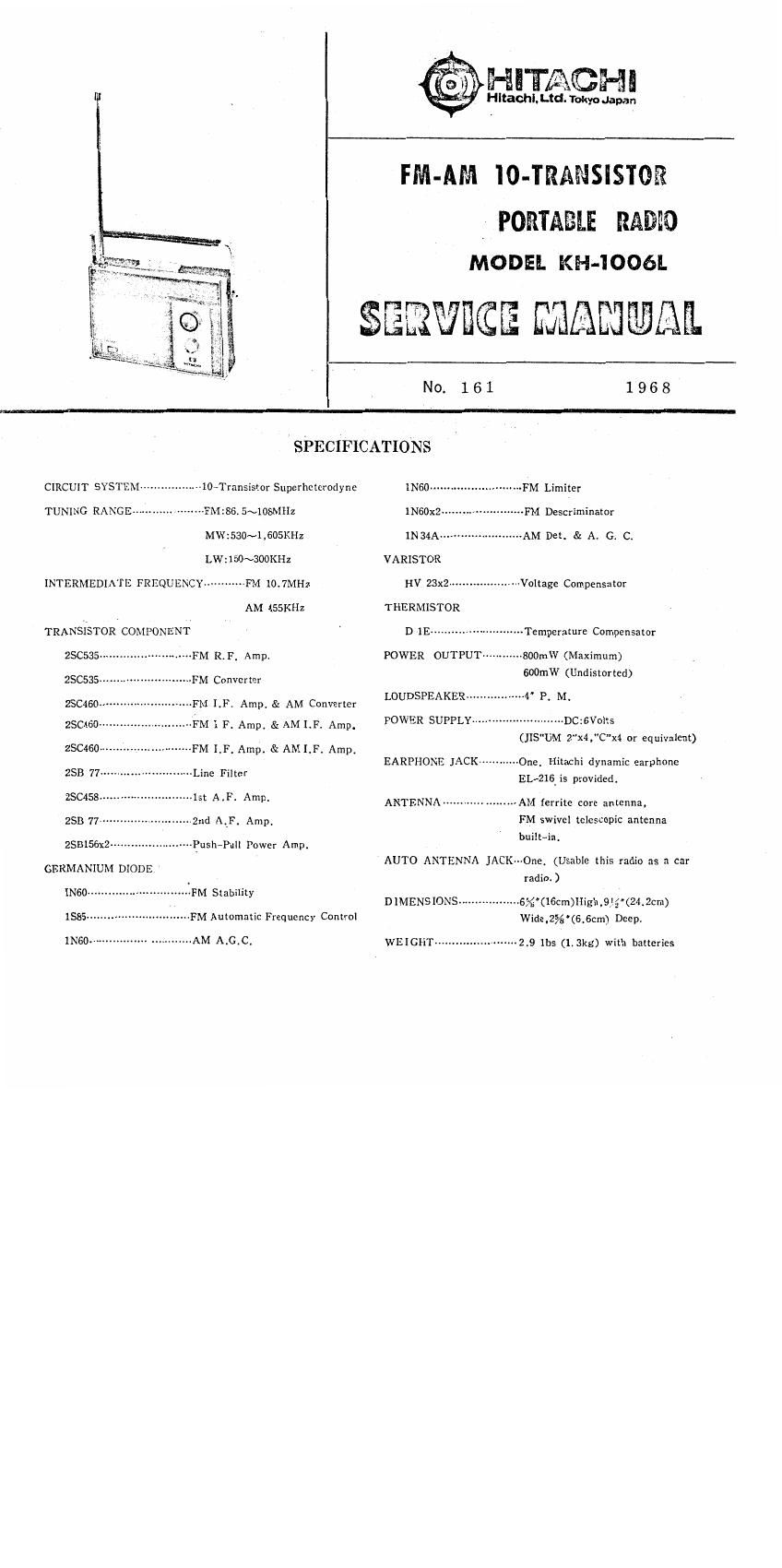 Hitachi KH 1006 L Service Manual