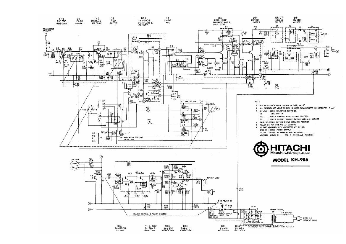 Hitachi KH 986 Schematic