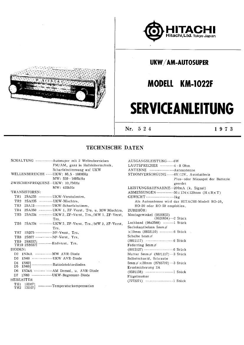 Hitachi KM 1022 F Service Manual