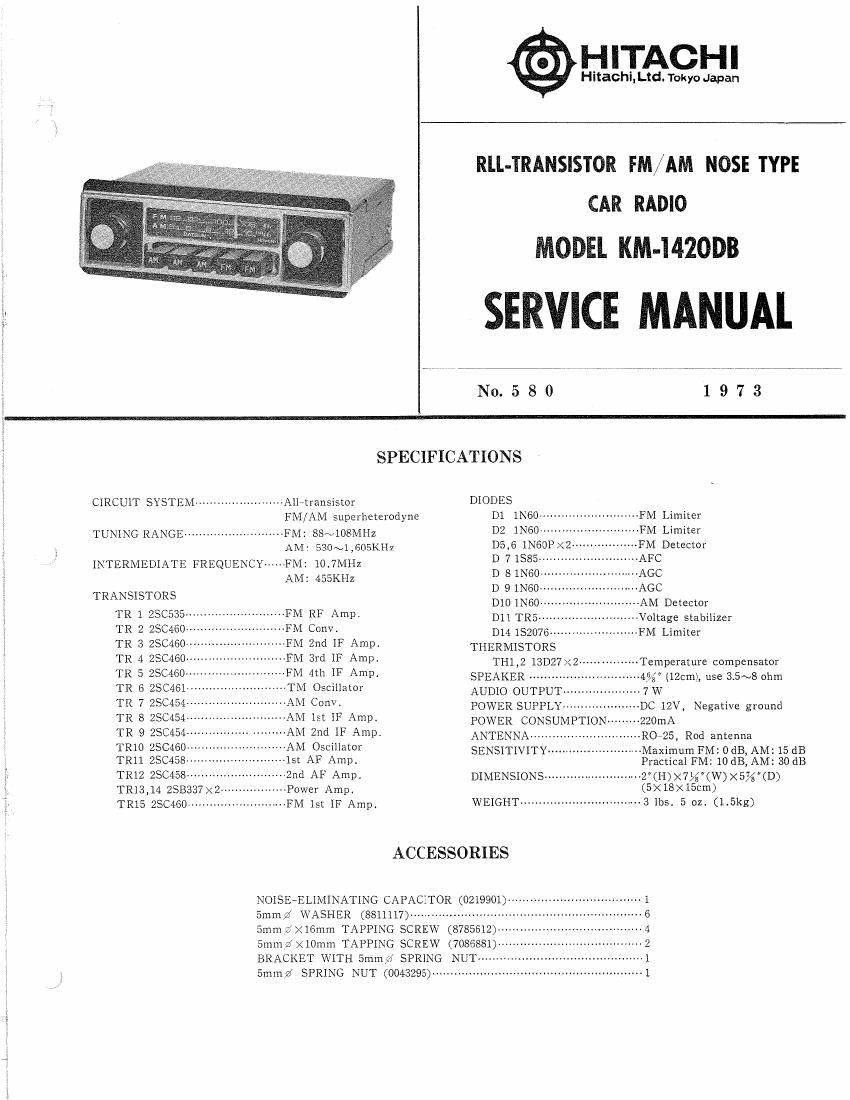 Hitachi KM 1420 DB Service Manual