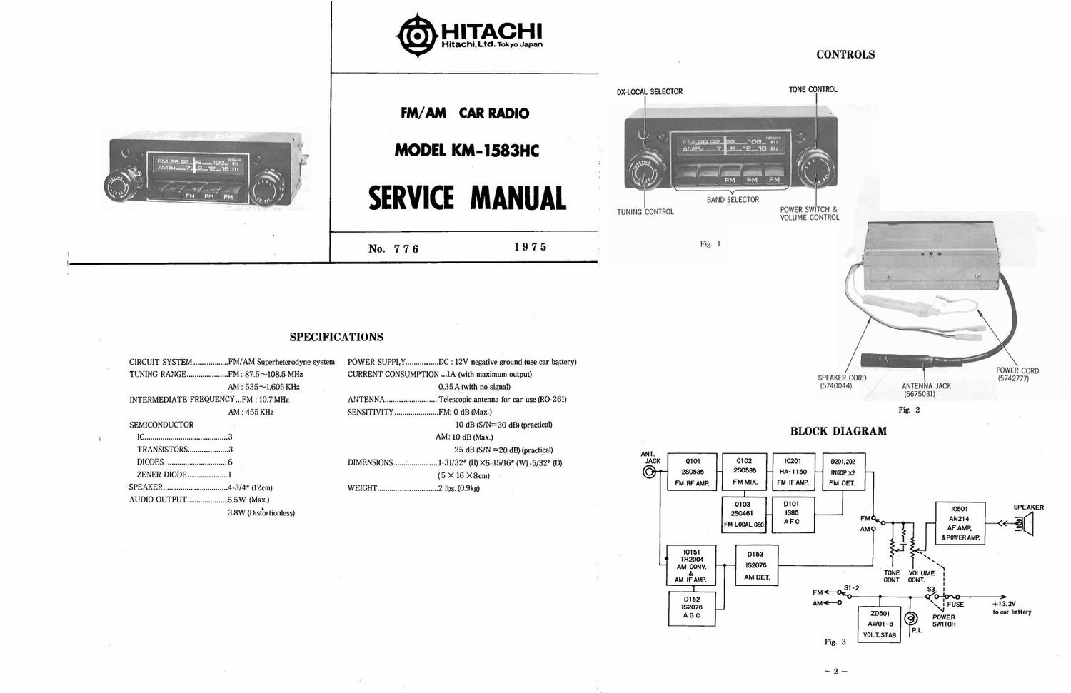 Hitachi KM 1583 HC Service Manual