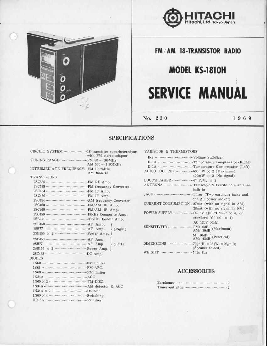 Hitachi KS 1810 H Service Manual