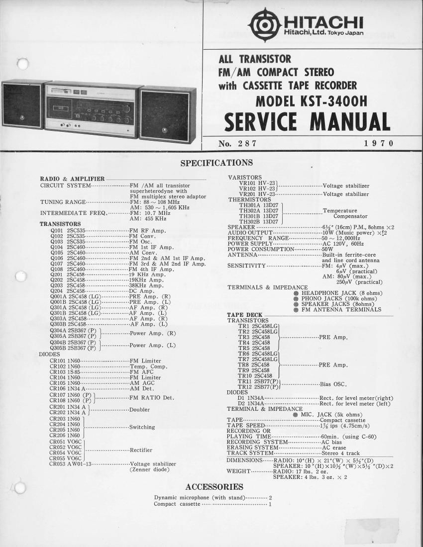 Hitachi KST 3400 H Service Manual