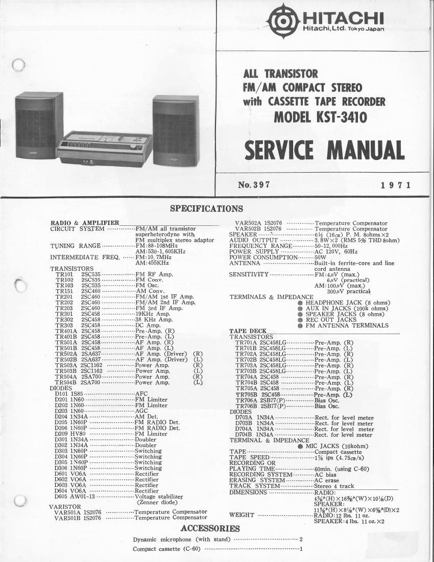 Hitachi KST 3410 Service Manual