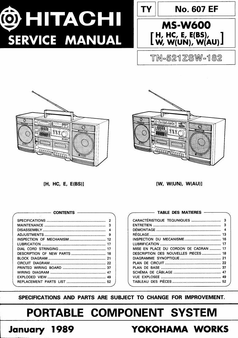 Hitachi MSW 600 Service Manual