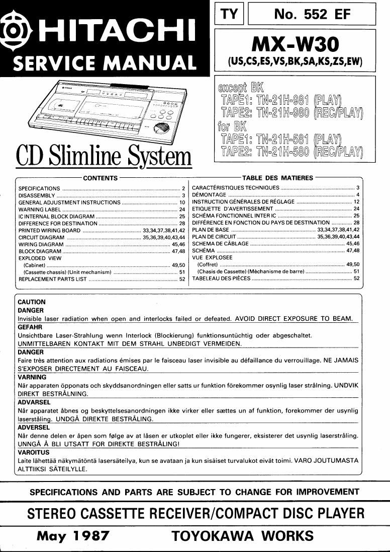 Hitachi MXW 30 Service Manual