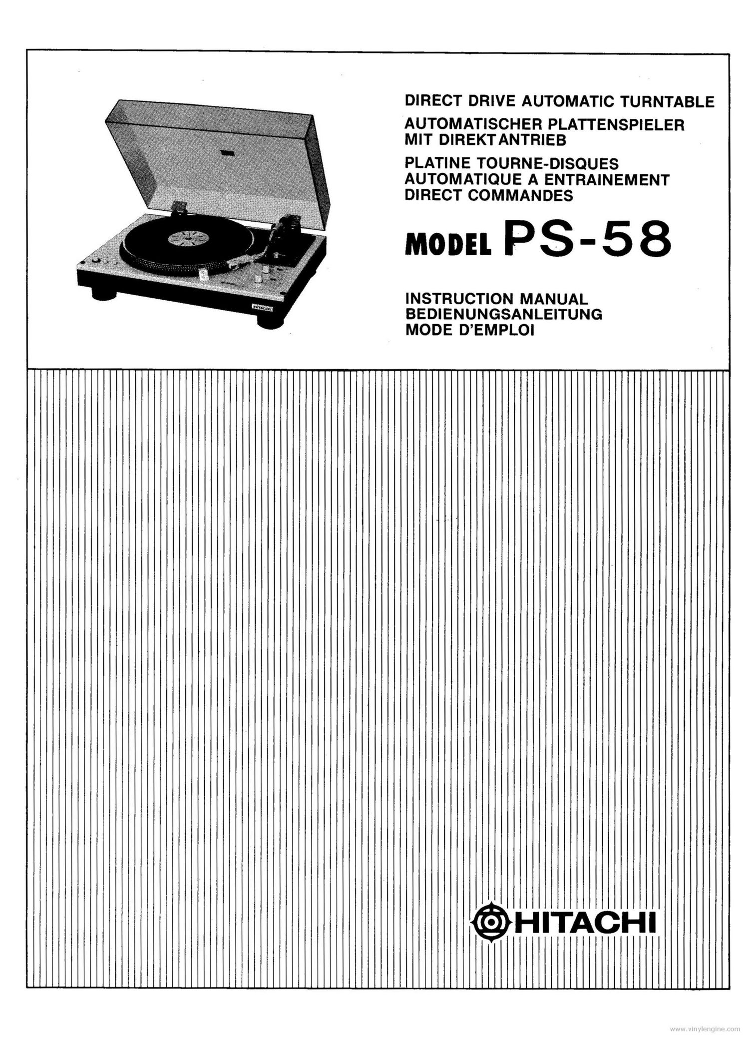 Hitachi PS 58 Owners Manual