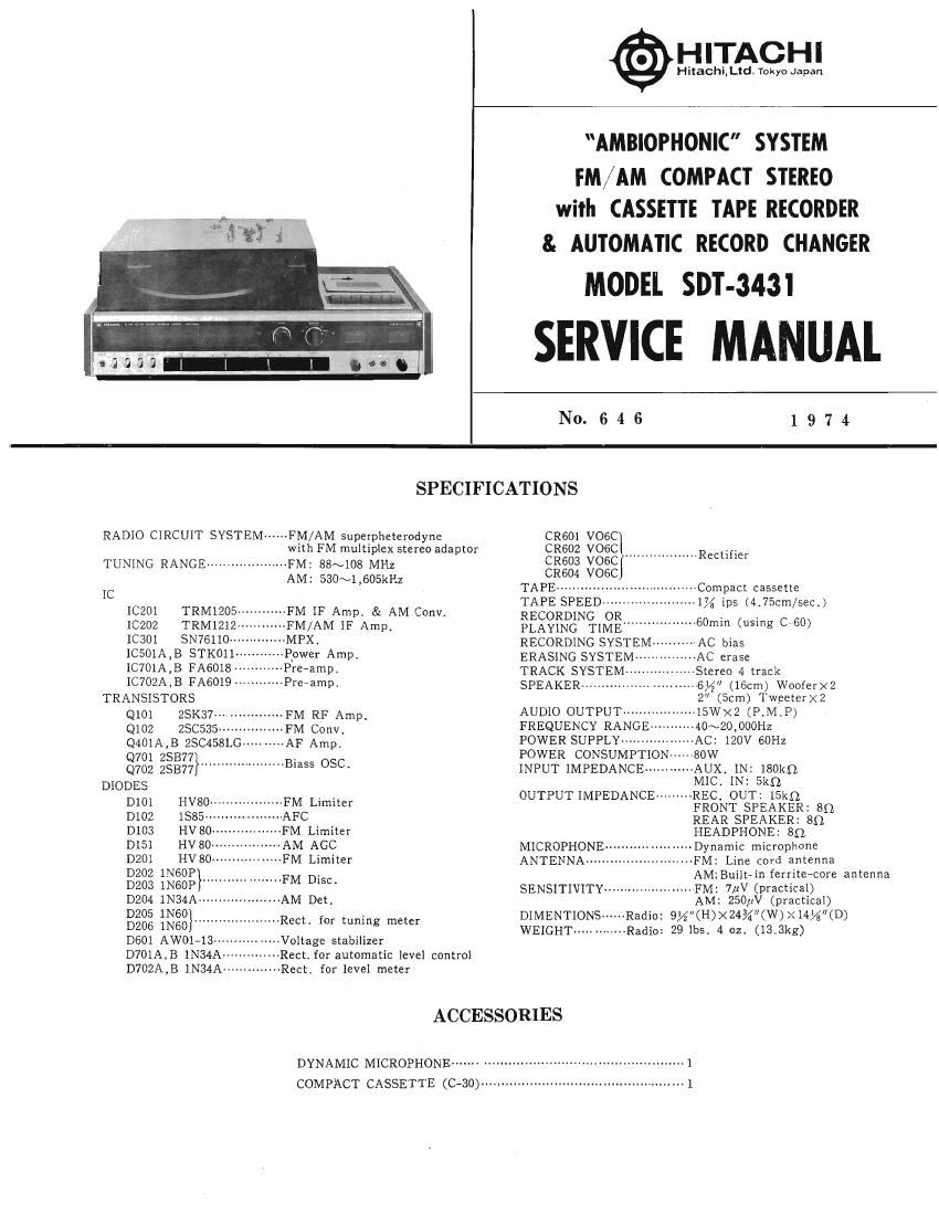 Hitachi SDT 3431 Service Manual