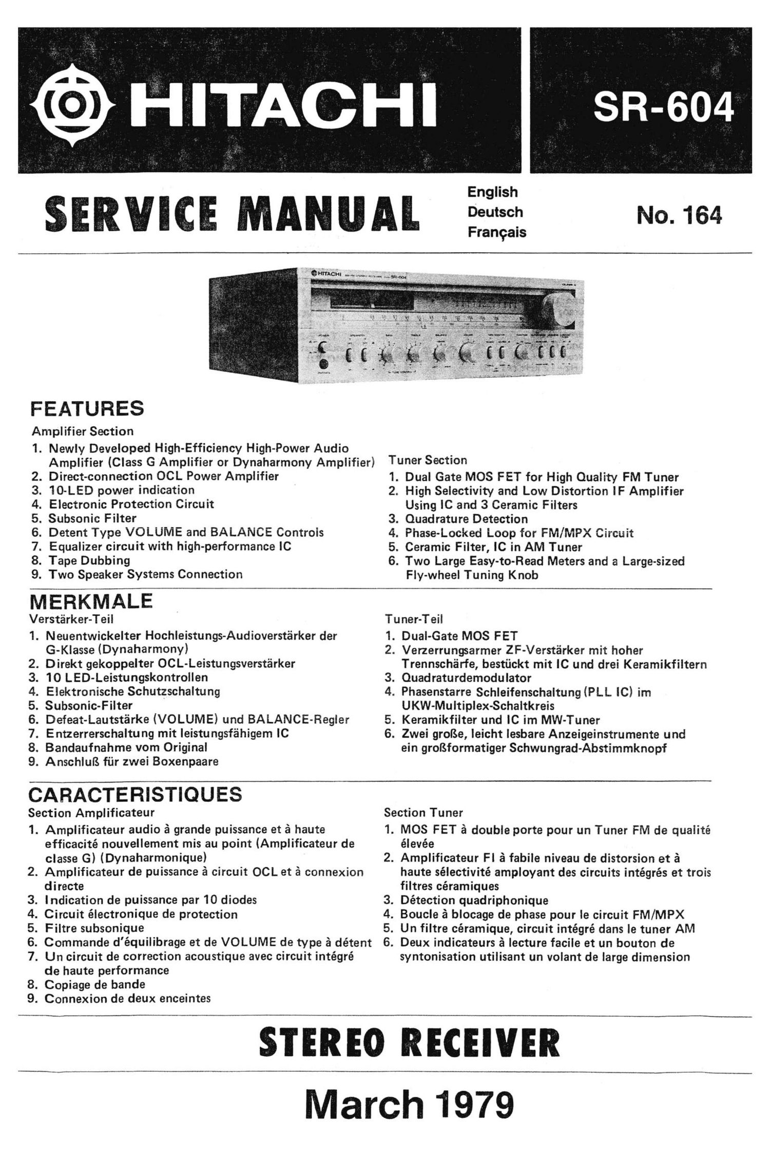 Hitachi SR 604 Service Manual