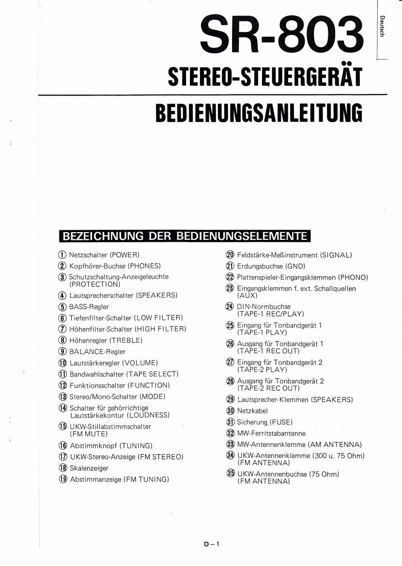 Hitachi SR 803 Owners Manual