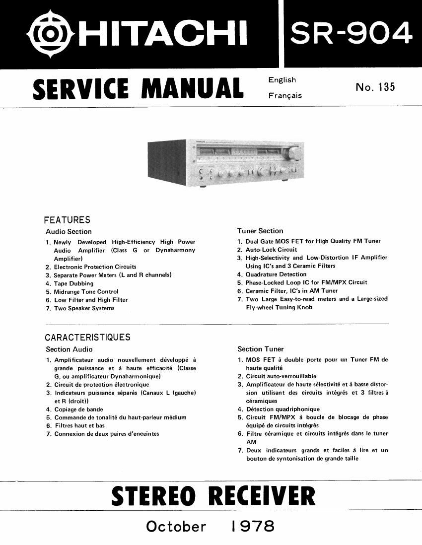 Hitachi SR 904 Service Manual
