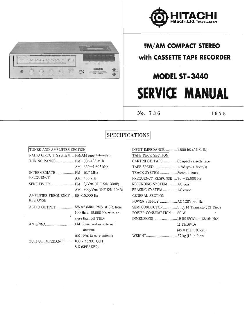 Hitachi ST 3440 Service Manual