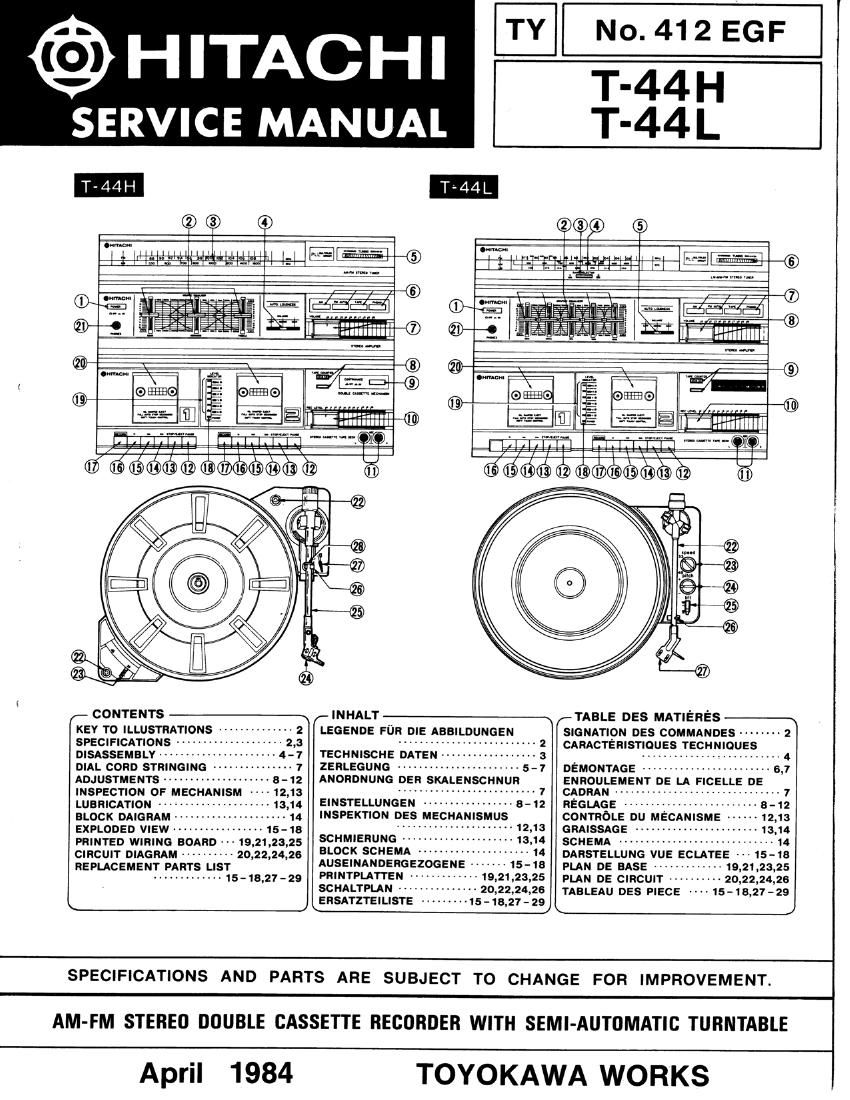 Hitachi T 44 H Service Manual