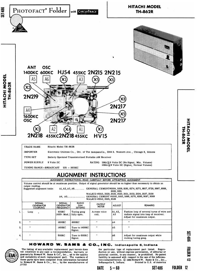 Hitachi TH 862 R Schematic