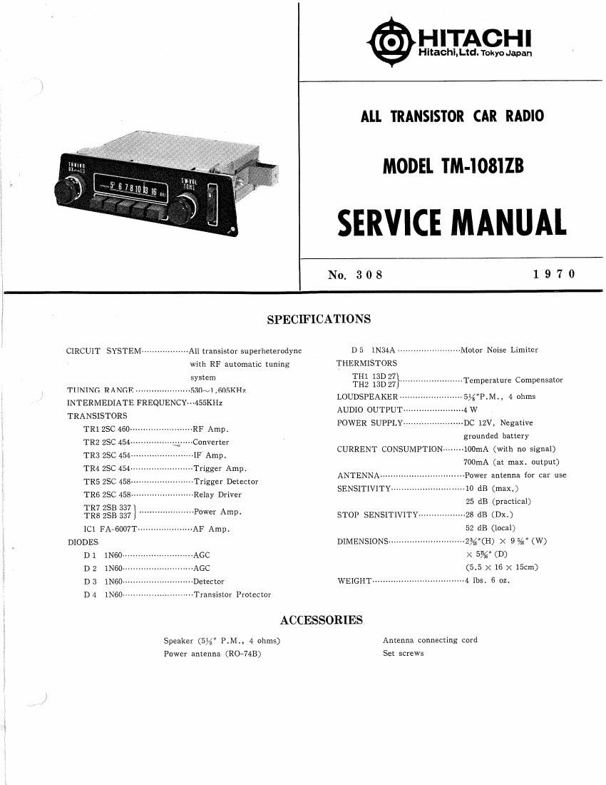 Hitachi TM 1081 ZB Service Manual